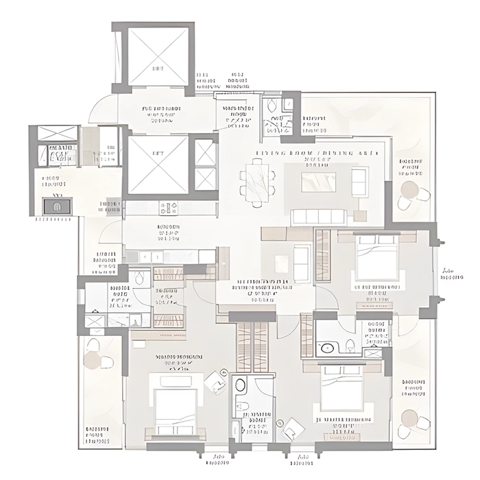 TARC Ishva 3 BHK Floor Plan